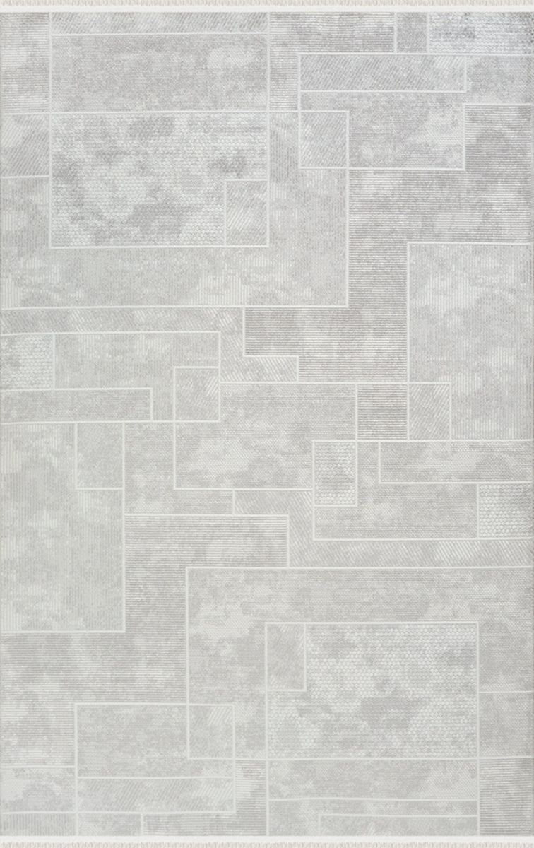 Merinos Halı Vega 73928 062 Krem Gri – Geometrik Bloklu Halı