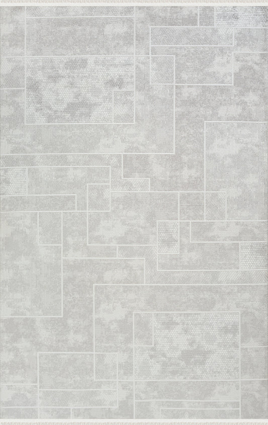 Merinos Halı Vega 73928 062 Krem Gri – Geometrik Bloklu Halı