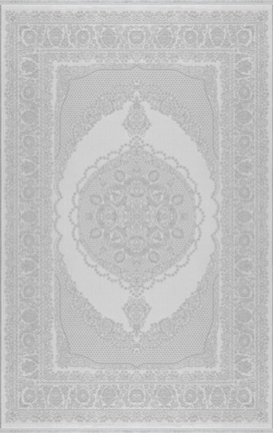 Merinos Halı Premium 69810 095 Gri – Madalyonlu Klasik Halı