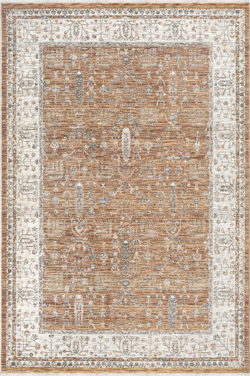 Merinos Halı Valeria 91001 020 Krem Kiremit – Etnik Desenli Halı