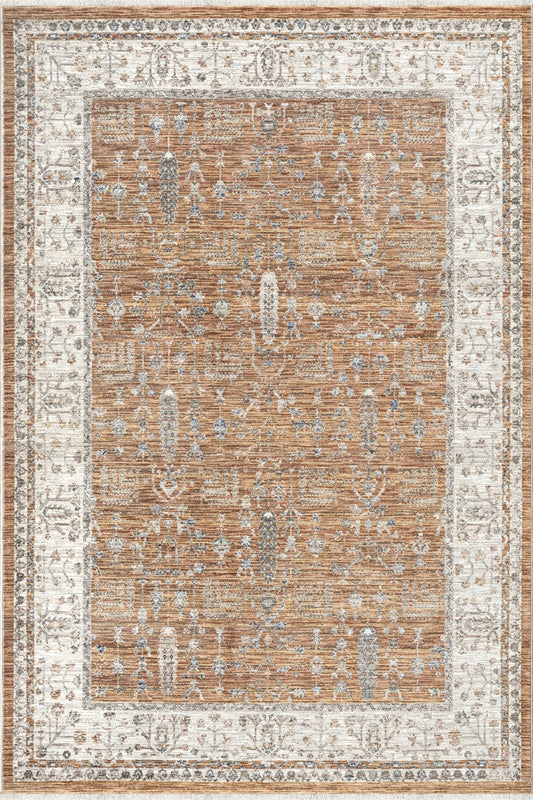 Merinos Halı Valeria 91001 020 Krem Kiremit – Etnik Desenli Halı