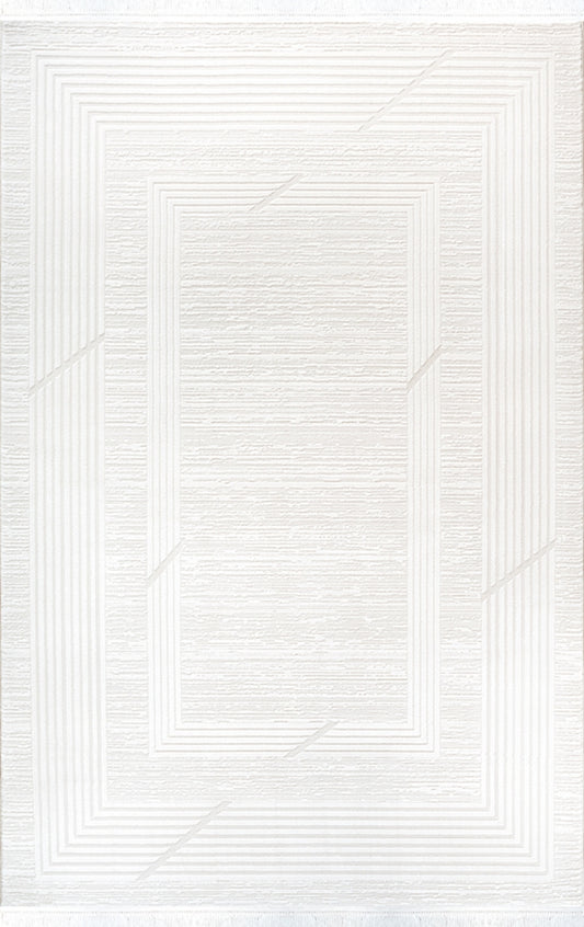 Merinos Halı Elegance 74430 060 Krem – Geometrik Çerçeveli Halı