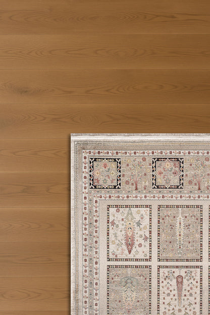 Atlas Halı Degrade DG01A – Bej Gri Klasik Bahçe Panel Desenli Halı