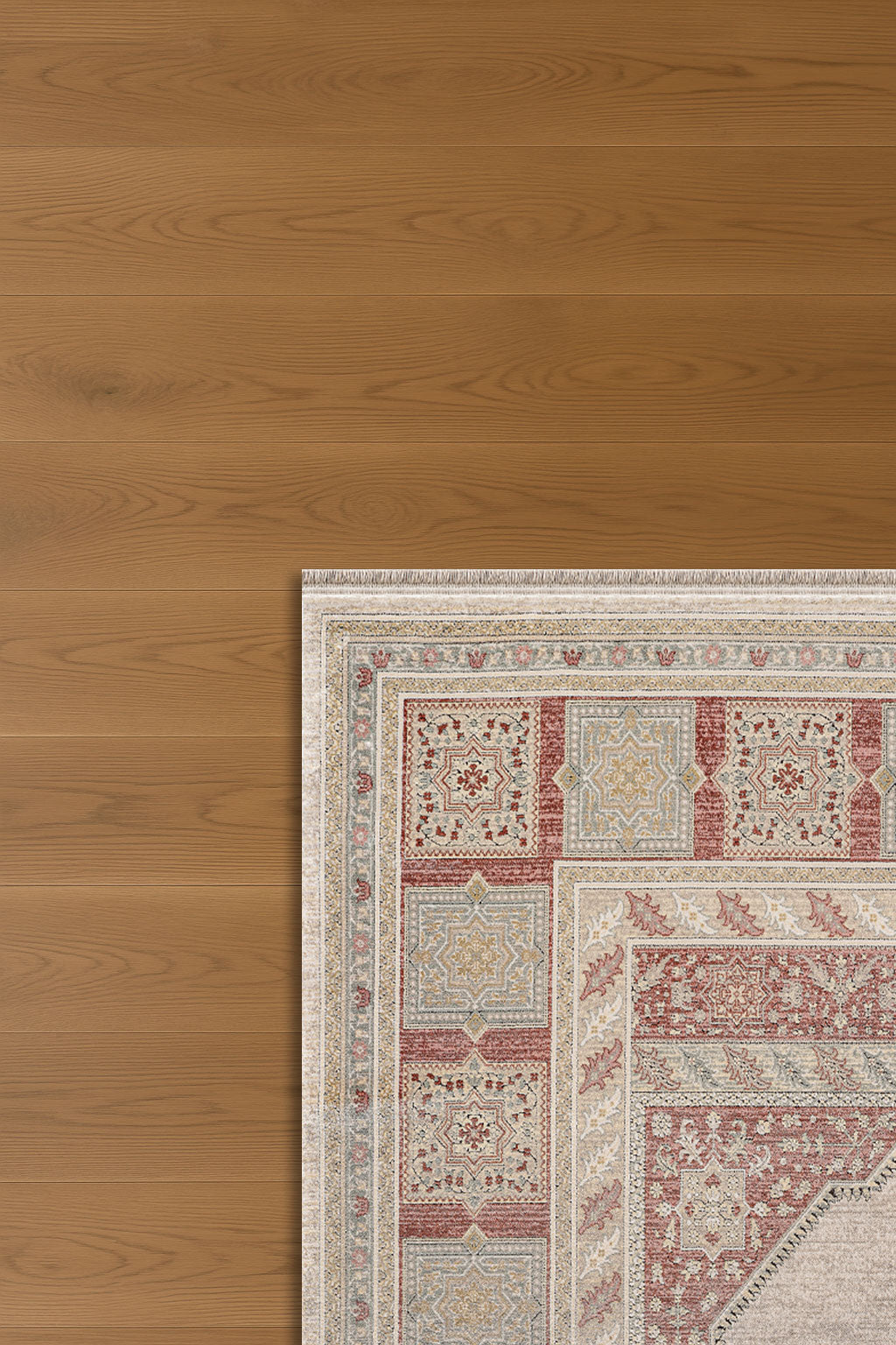 Atlas Halı Degrade DG02A – Krem Kiremit Klasik Madalyon Desenli Halı