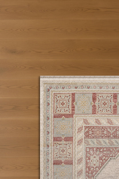 Atlas Halı Degrade DG02A – Krem Kiremit Klasik Madalyon Desenli Halı