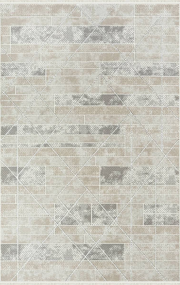 Merinos Halı Ritim 73338 071 Krem Vizon – Çizgi Geometrik Halı