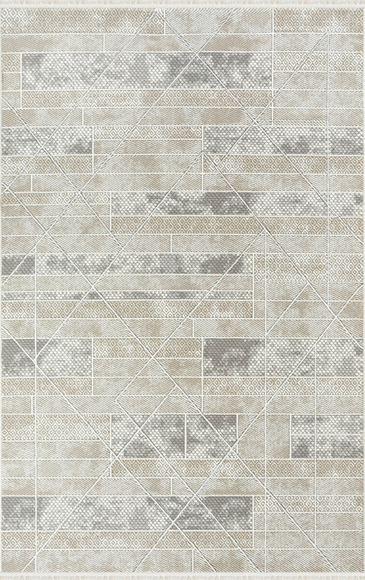 Merinos Halı Ritim 73338 071 Krem Vizon – Çizgi Geometrik Halı
