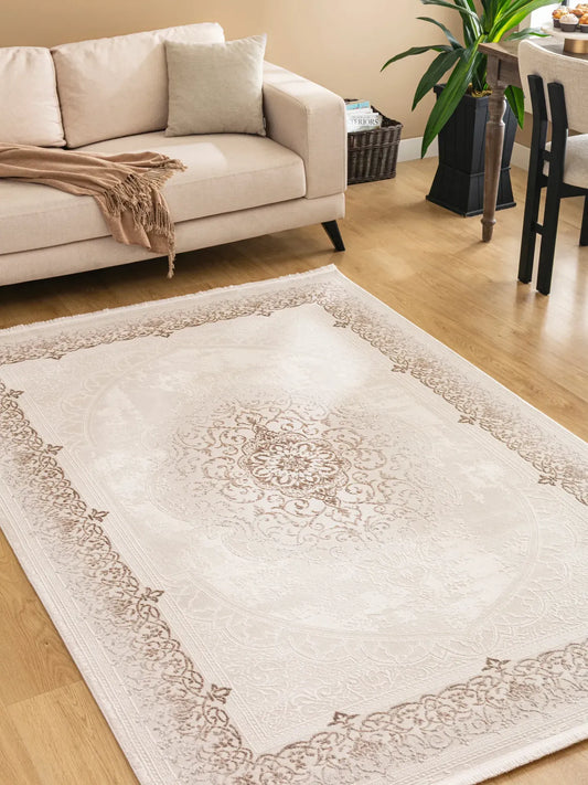 Tuğra Halı Bloom BM01 Krem Bej Salon Halısı - Efta Halı