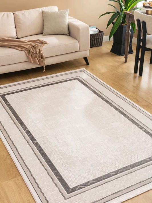 Tuğra Halı Bloom BM05 Gri Krem Salon Halısı - Efta Halı