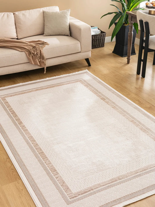 Tuğra Halı Bloom BM06 Krem Bej Salon Halısı - Efta Halı