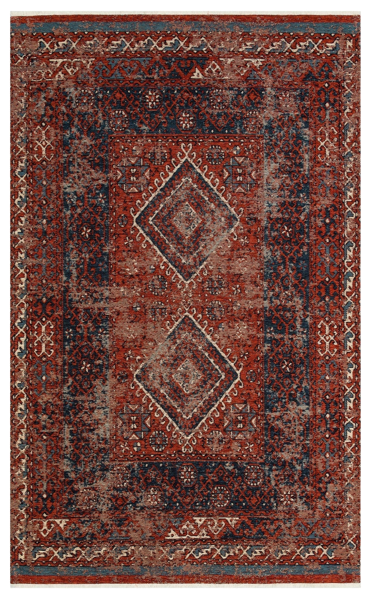 Eko Halı ANADOLU KILIM AND 02 Çok Renkli Geleneksel Anadolu Motifli Yıkanabilir Kaymaz Tabanlı Şönil Dokuma Halı