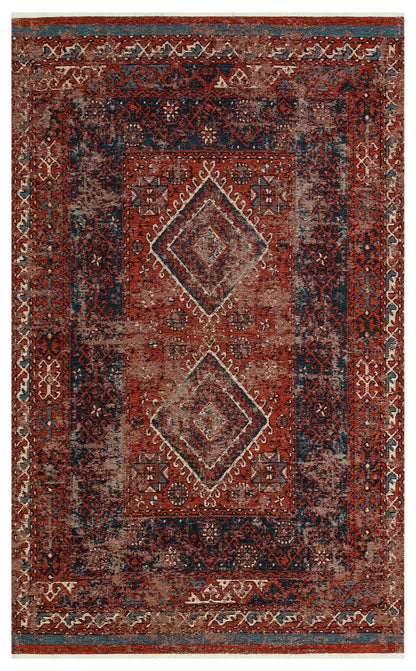 Eko Halı ANADOLU KILIM AND 02 Çok Renkli Geleneksel Anadolu Motifli Yıkanabilir Kaymaz Tabanlı Şönil Dokuma Halı