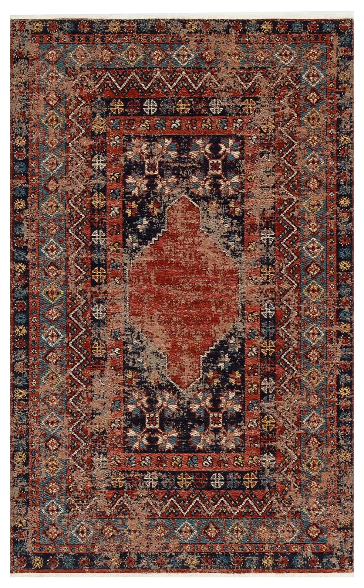 Eko Halı ANADOLU KILIM AND 04 Çok Renkli Geleneksel Anadolu Motifli Yıkanabilir Kaymaz Tabanlı Şönil Dokuma Halı