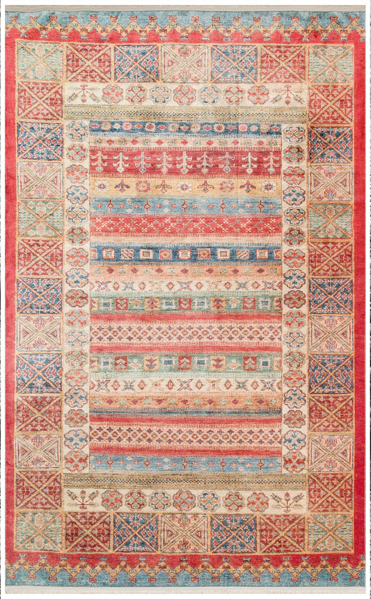Eko Halı ANTIQUE ATK 04 Çok Renkli Kolay kullanımlı Kaymaz Karabağ ve Antik Desenlere Sahip Yıkanabilir Makine Halısı