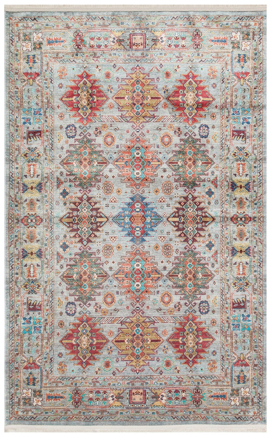 Eko Halı ANTIQUE ATK 06 Su Mavisi Kolay kullanımlı Kaymaz Karabağ ve Antik Desenlere Sahip Yıkanabilir Makine Halısı