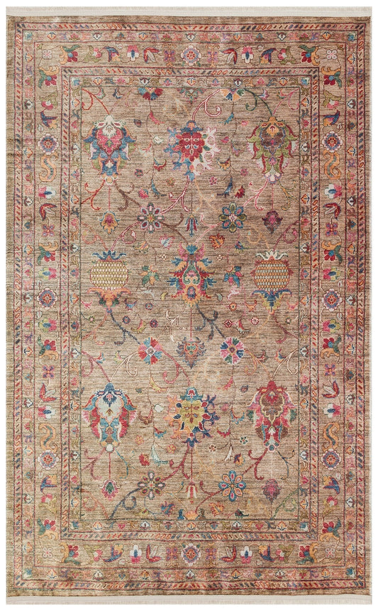Eko Halı ANTIQUE ATK 08 Bej Kolay kullanımlı Kaymaz Karabağ ve Antik Desenlere Sahip Yıkanabilir Makine Halısı