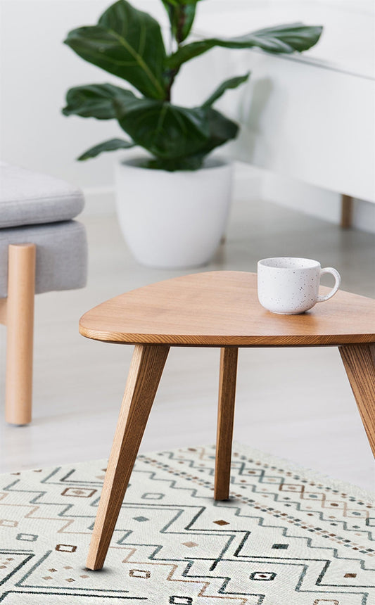 Eko Halı ARYA AR 05 Bej Mavi Yıkanabilir Çift Taraflı Modern Desenli Dokuma Kilim