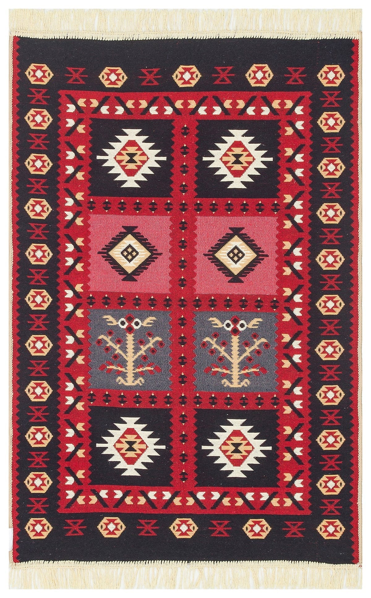 Eko Halı ARYA AR 28 Kırmızı Yıkanabilir Çift Taraflı Modern Desenli Dokuma Kilim