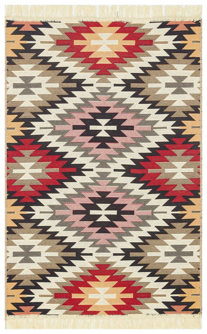 Eko Halı ARYA AR 33 Kırmızı Yıkanabilir Çift Taraflı Modern Desenli Dokuma Kilim
