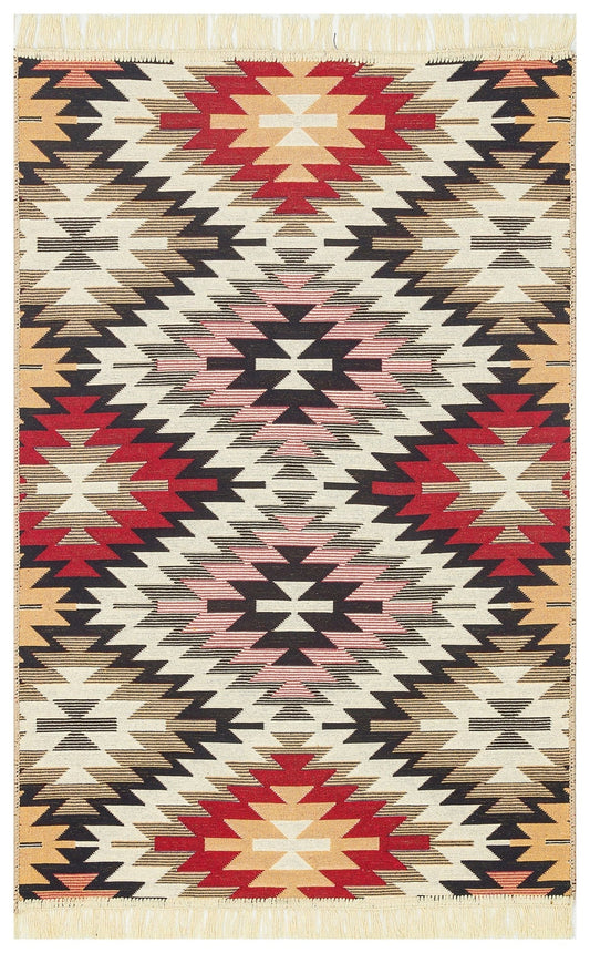 Eko Halı ARYA AR 33 Kırmızı Yıkanabilir Çift Taraflı Modern Desenli Dokuma Kilim