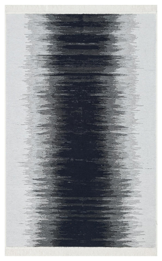 Eko Halı ARYA AR 40 Siyah Beyaz Yıkanabilir Çift Taraflı Modern Desenli Dokuma Kilim