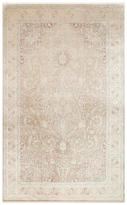 Eko Halı BABIL BBL 02 Bej Yumuşak Dokulu Vintage Esintilere Sahip Over-dyed Sık Dokuma Salon Halısı