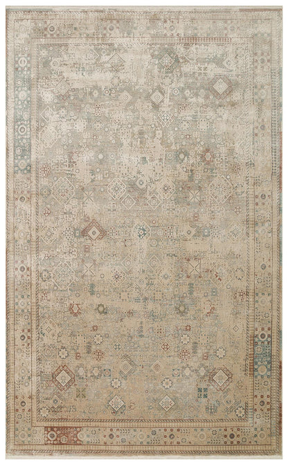 Eko Halı BABIL BBL 03 Bej Yumuşak Dokulu Vintage Esintilere Sahip Over-dyed Sık Dokuma Salon Halısı
