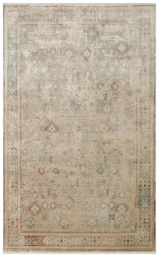 Eko Halı BABIL BBL 03 Bej Yumuşak Dokulu Vintage Esintilere Sahip Over-dyed Sık Dokuma Salon Halısı