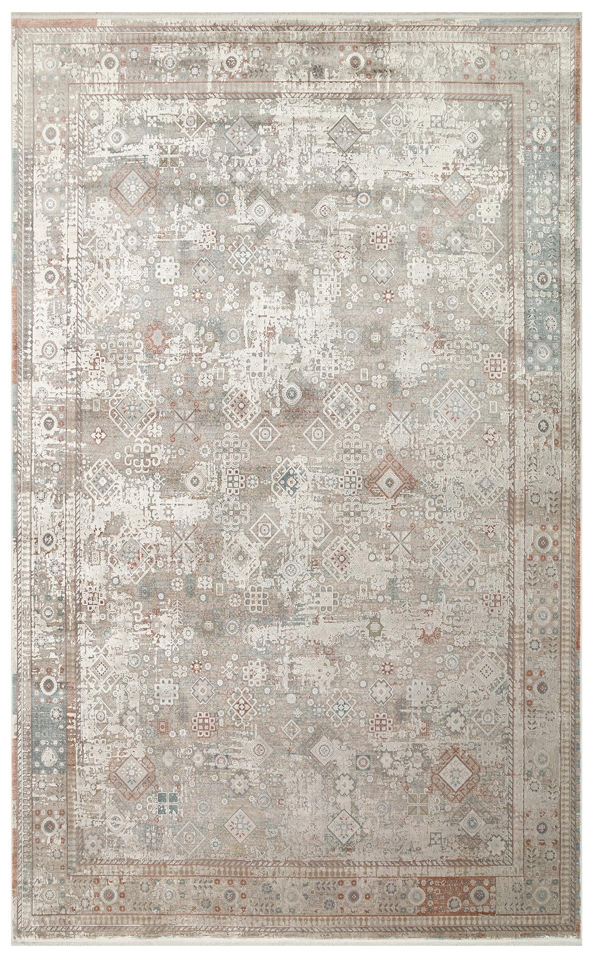 Eko Halı BABIL BBL 03 Gri Yumuşak Dokulu Vintage Esintilere Sahip Over-dyed Sık Dokuma Salon Halısı