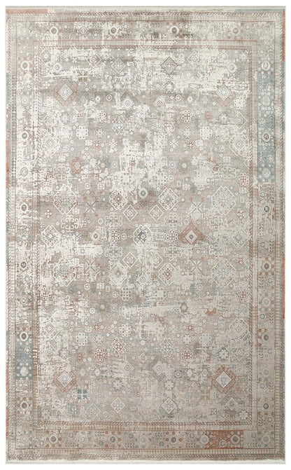Eko Halı BABIL BBL 03 Gri Yumuşak Dokulu Vintage Esintilere Sahip Over-dyed Sık Dokuma Salon Halısı