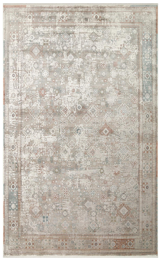 Eko Halı BABIL BBL 03 Gri Yumuşak Dokulu Vintage Esintilere Sahip Over-dyed Sık Dokuma Salon Halısı