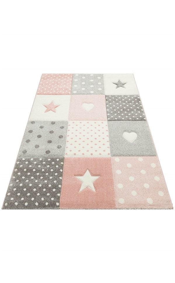 EKO KIDS KDS 05 Gri Pembe halı - 160x230, 120x180 ölçü seçenekleri