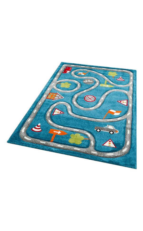 EKO KIDS KDS 19 Mavi Gri halı - 120x180, 160x230 ölçü seçenekleri