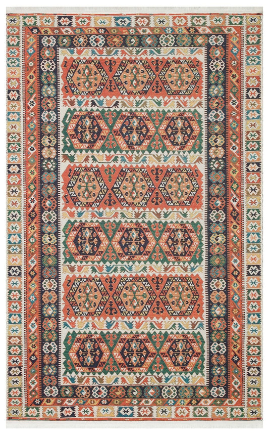 Eko Halı ELISTA ELS 106 Çok Renkli Vintage Desenlere Sahip Kaydırmaz Yıkanabilir Modern Halı