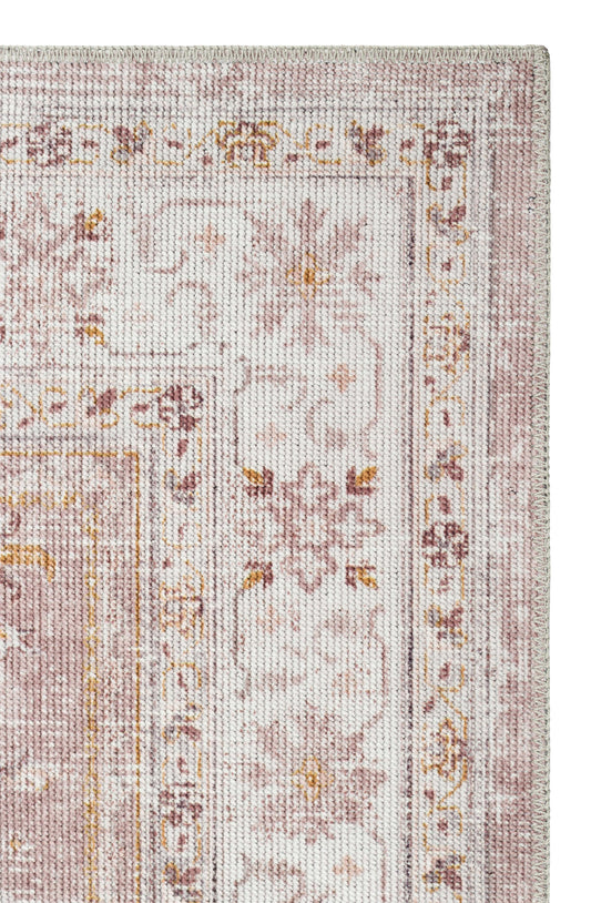 Eko Halı ELISTA VINTAGE ELS 201 Krem Bej Vintage Tasarımlı Yumuşak Bukle Dokuma Kaymaz Tabanlı Yıkanabilir Modern Halı
