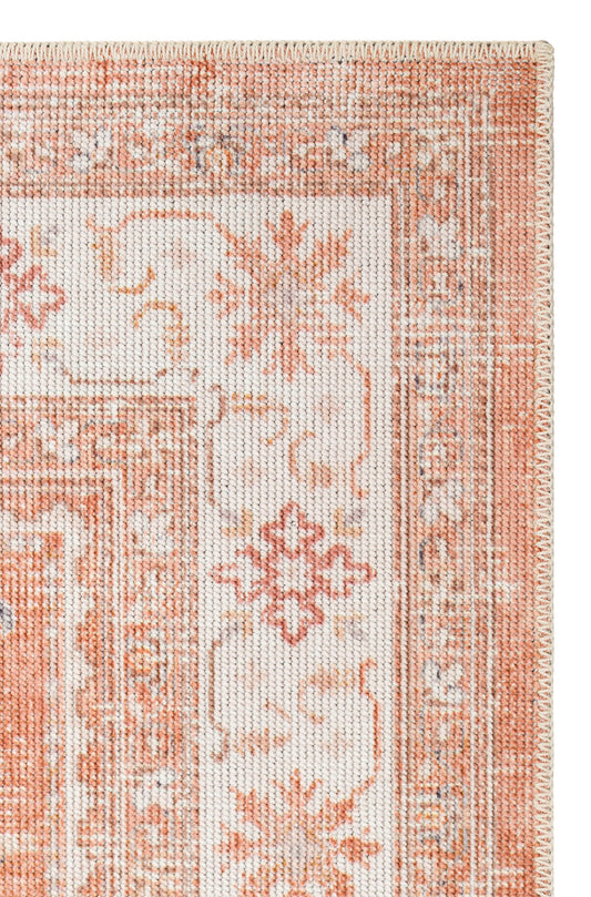 Eko Halı ELISTA VINTAGE ELS 201 Terracotta Vintage Tasarımlı Yumuşak Bukle Dokuma Kaymaz Tabanlı Yıkanabilir Modern Halı