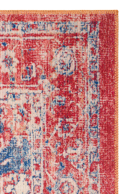 Eko Halı ELISTA VINTAGE ELS 202 Kırmızı Bej Vintage Tasarımlı Yumuşak Bukle Dokuma Kaymaz Tabanlı Yıkanabilir Modern Halı