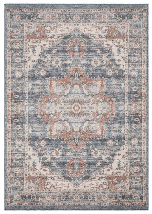 Eko Halı ELISTA VINTAGE ELS 202 Lacivert Bej Vintage Tasarımlı Yumuşak Bukle Dokuma Kaymaz Tabanlı Yıkanabilir Modern Halı