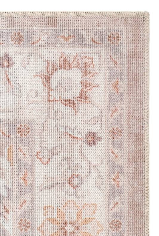 Eko Halı ELISTA VINTAGE ELS 203 Krem Bej Vintage Tasarımlı Yumuşak Bukle Dokuma Kaymaz Tabanlı Yıkanabilir Modern Halı