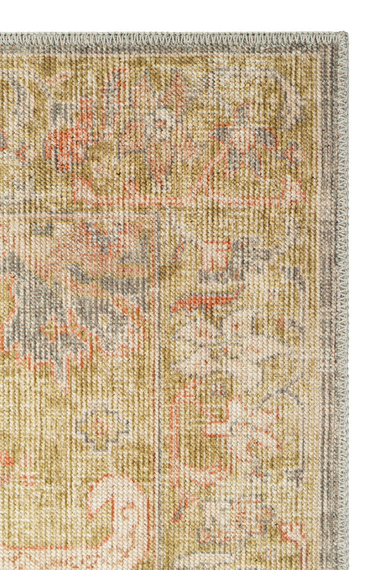 Eko Halı ELISTA VINTAGE ELS 206 Zeytin Yeşili Vintage Tasarımlı Yumuşak Bukle Dokuma Kaymaz Tabanlı Yıkanabilir Modern Halı