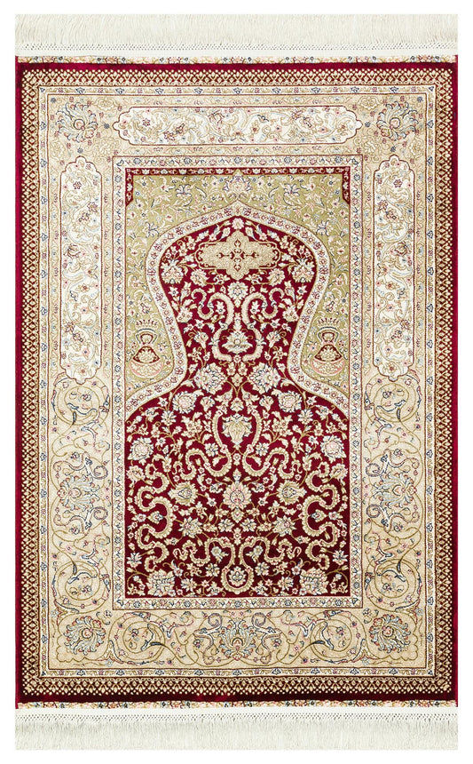 Eko Halı ISFAHAN SECCADE ISF SCD 02 Kırmızı Klasik Desenli Yüksek Kalite Sık Dokuma Seccade