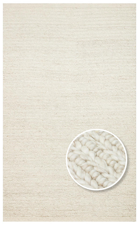 Eko Halı JADE JD 07 Açık Bej Naturel Kazak Örgü Desenli El Dokuma Örgü Halı