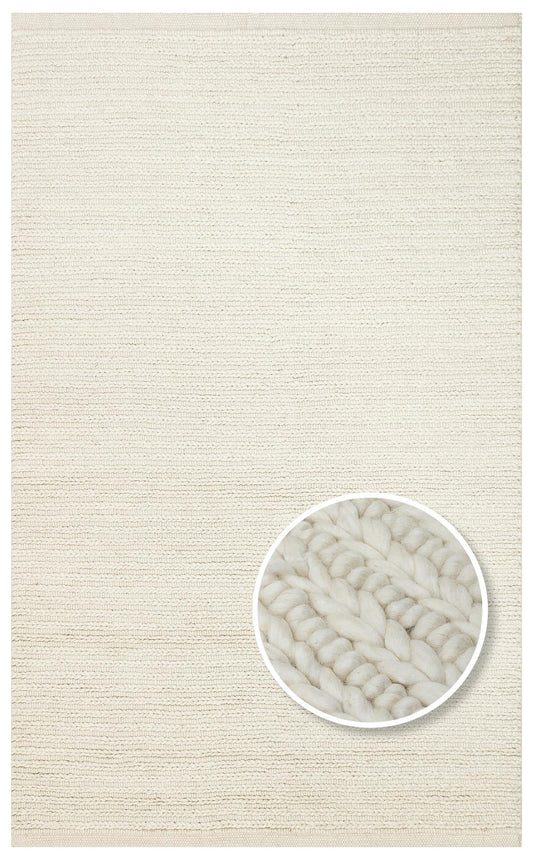 Eko Halı JADE JD 07 Beyaz Naturel Kazak Örgü Desenli El Dokuma Örgü Halı