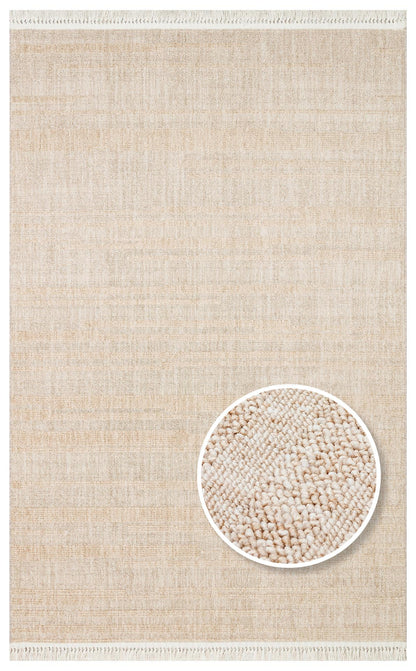 Eko Halı JOY 01 Bej Hav Toz Vermeyen Yumuşak dokulu Modern Makine Halısı