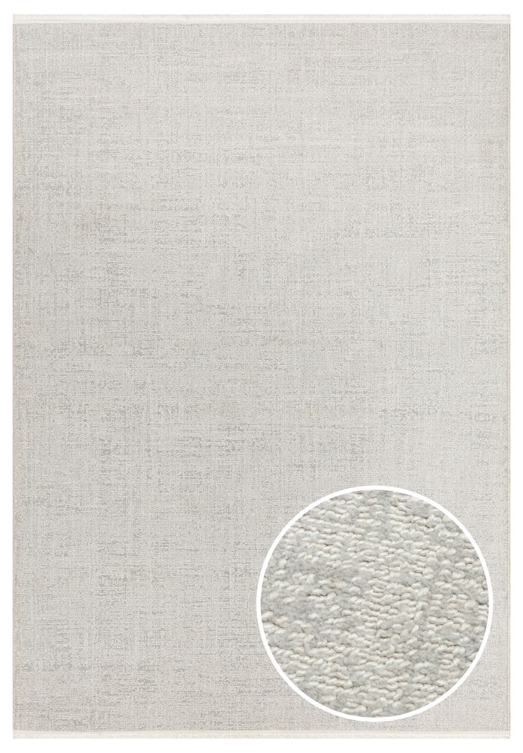 Eko Halı KALAHARI KLH PLAIN Gümüş Özel Dokuma Tekniği ile Üretilen Modern Sade Desenli Makine Halısı