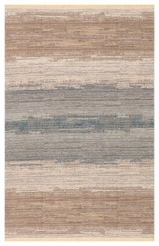 Eko Halı KUTNU KILIM KTN 03 Bej Mavi Modern Ombre Renk Geçişli Yıkanabilir Çift Taraflı Kilim