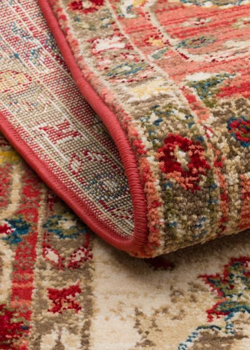 KYBELE KYB 04 Krem Kırmızı halı - Saçak kenar bitimli
