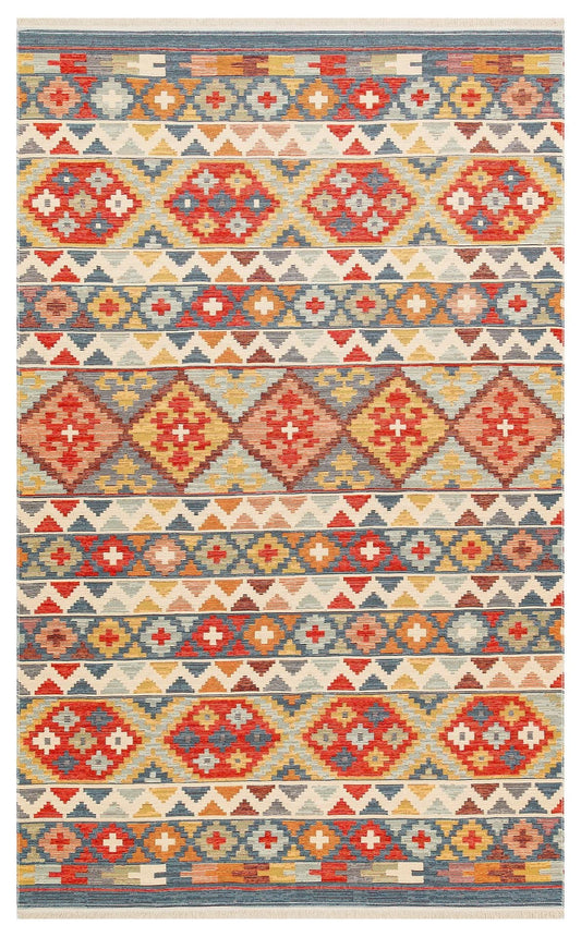 Eko Halı NOMAD NMD 02 Su Mavisi Yıkanabilir, Çift Taraflı Kullanıma Uygun Yumuşak Tuşeli Otantik Kilim
