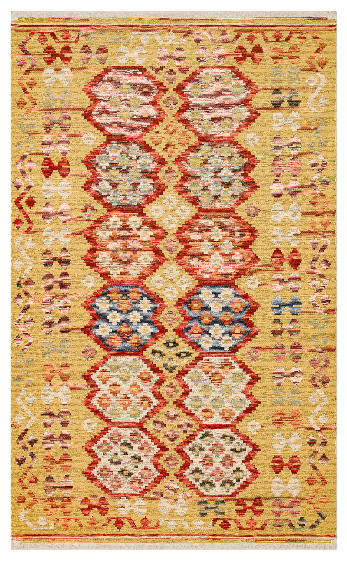 Eko Halı NOMAD NMD 03 Kırmızı Yıkanabilir, Çift Taraflı Kullanıma Uygun Yumuşak Tuşeli Otantik Kilim