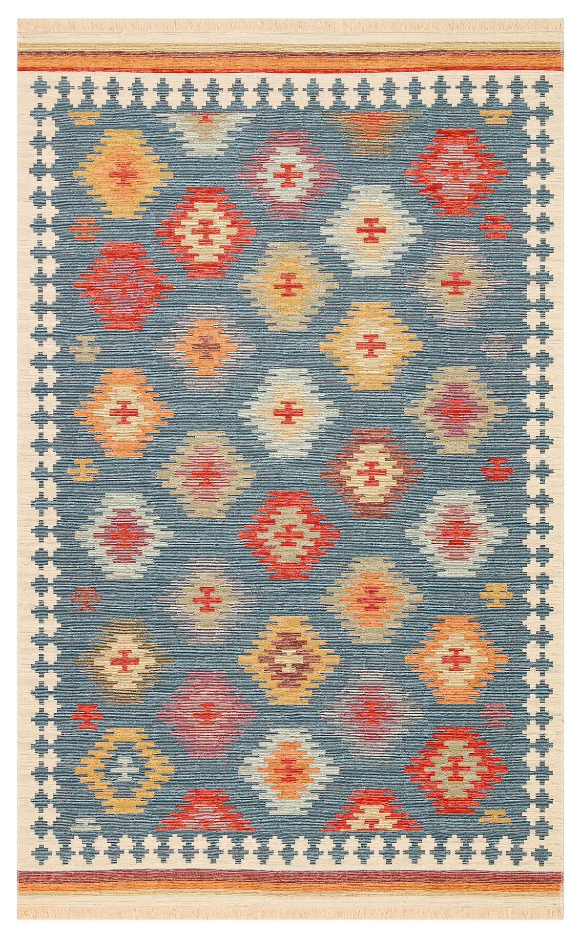 Eko Halı NOMAD NMD 04 Lacivert Yıkanabilir, Çift Taraflı Kullanıma Uygun Yumuşak Tuşeli Otantik Kilim
